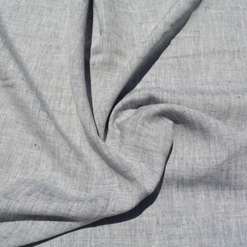 100% Linen Fabric by the Yard | Navy White Linen Fabric | Midweight Solid Weave 60 Inch Wide | Linen Material for