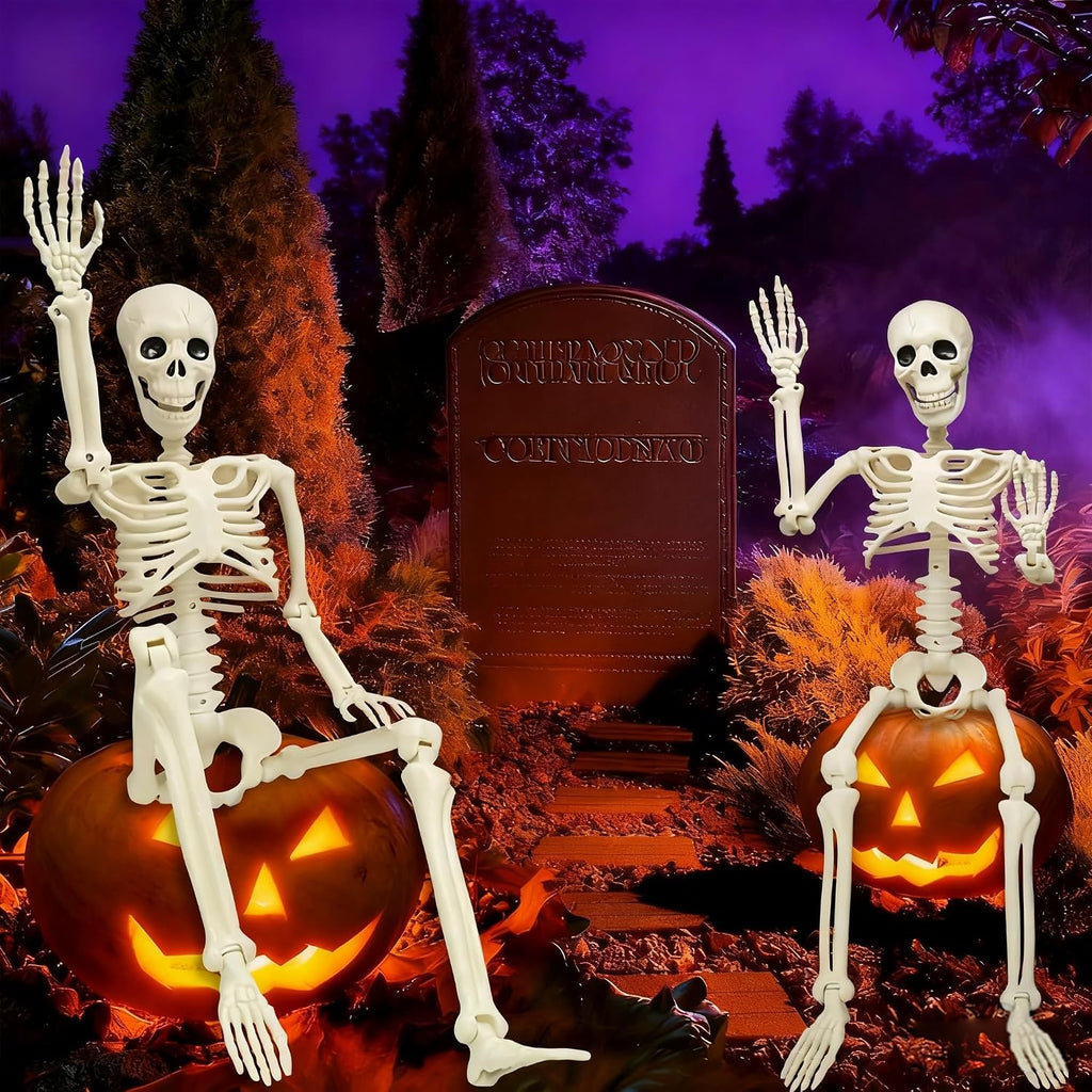 3ft Posable Plastic Halloween Skeleton-36" Skeleton Halloween Decor - Set of 2