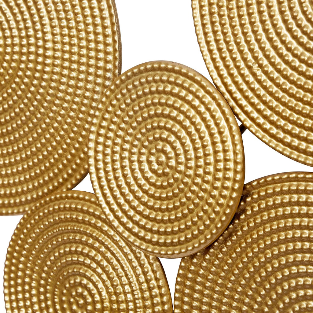 Metal Plate Home Wall Decor Wall Sculpture with Textured Circles, Wall Art 49" x 3" x 24", Gold