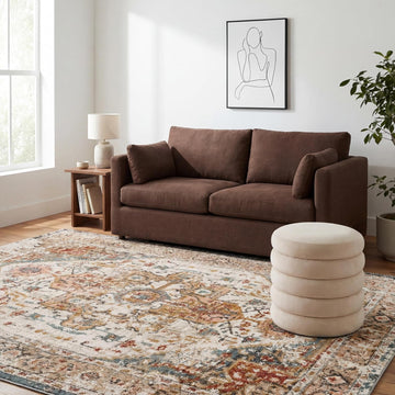 Justine Beige Medallion Power Loomed Area Rug, 8' x 10'