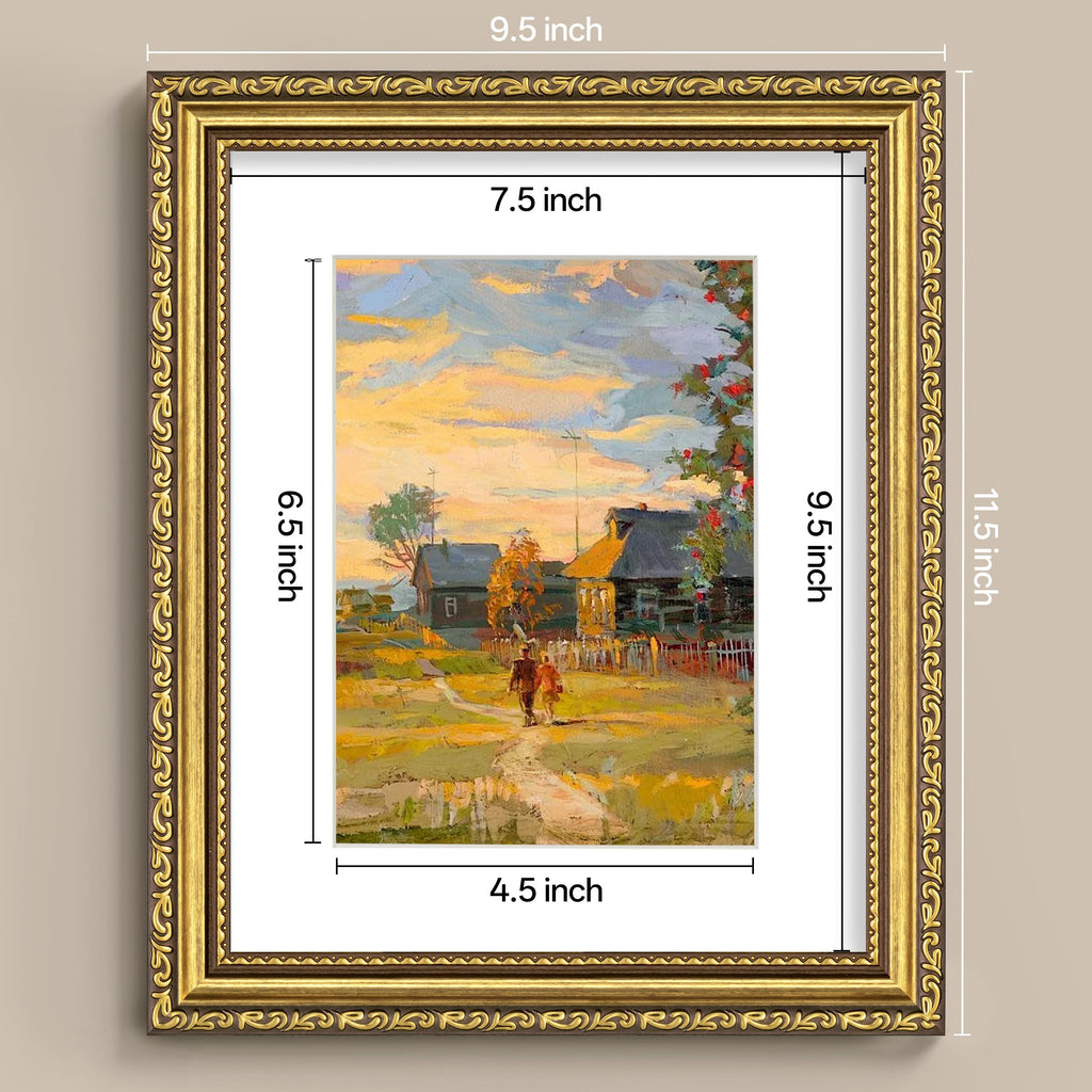8x10 Vintage Picture Frame, Glass Cover, Gold, 4-Pack
