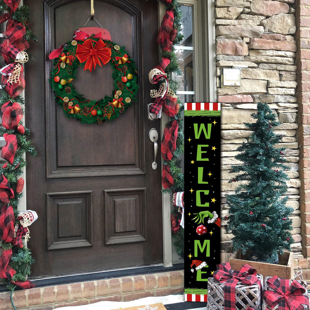Christmas Welcome Door Sign - Standing Hanging Home Front Door Decoration