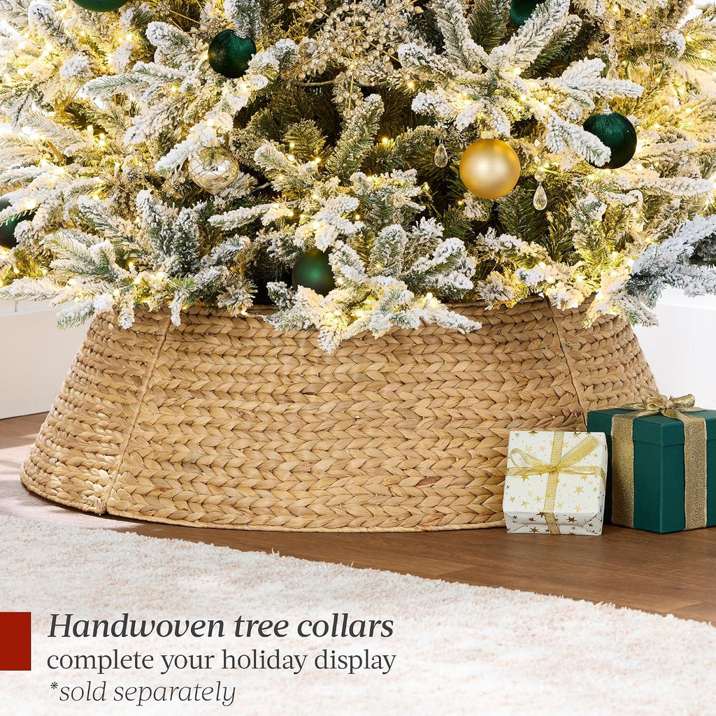 Full Flocked Aspen Christmas Tree, Pre-lit Noble Fir w/ 1,500 Super Bright Twinkling Micro LED Lights, 2-in-1