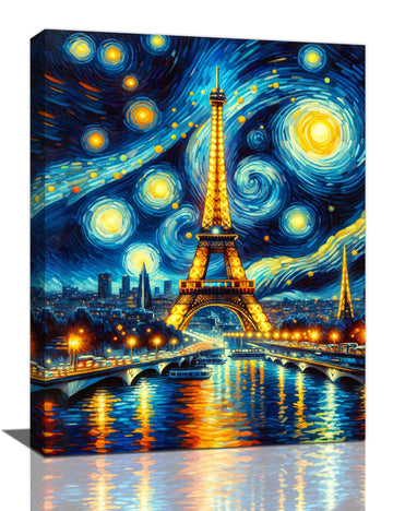 Eiffel Tower Wall Starry Night Paris Pictures Wall Decor Abstract Eiffel Tower Canvas Painting Print Home Modern