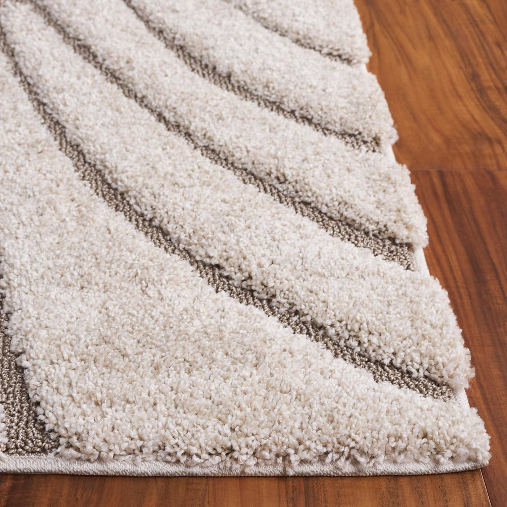 Florida Shag Collection Area Rug - 5'3" x 7'6", Cream & Beige, Non-Shedding & Easy Care, 1.2-inch Thick Ideal for