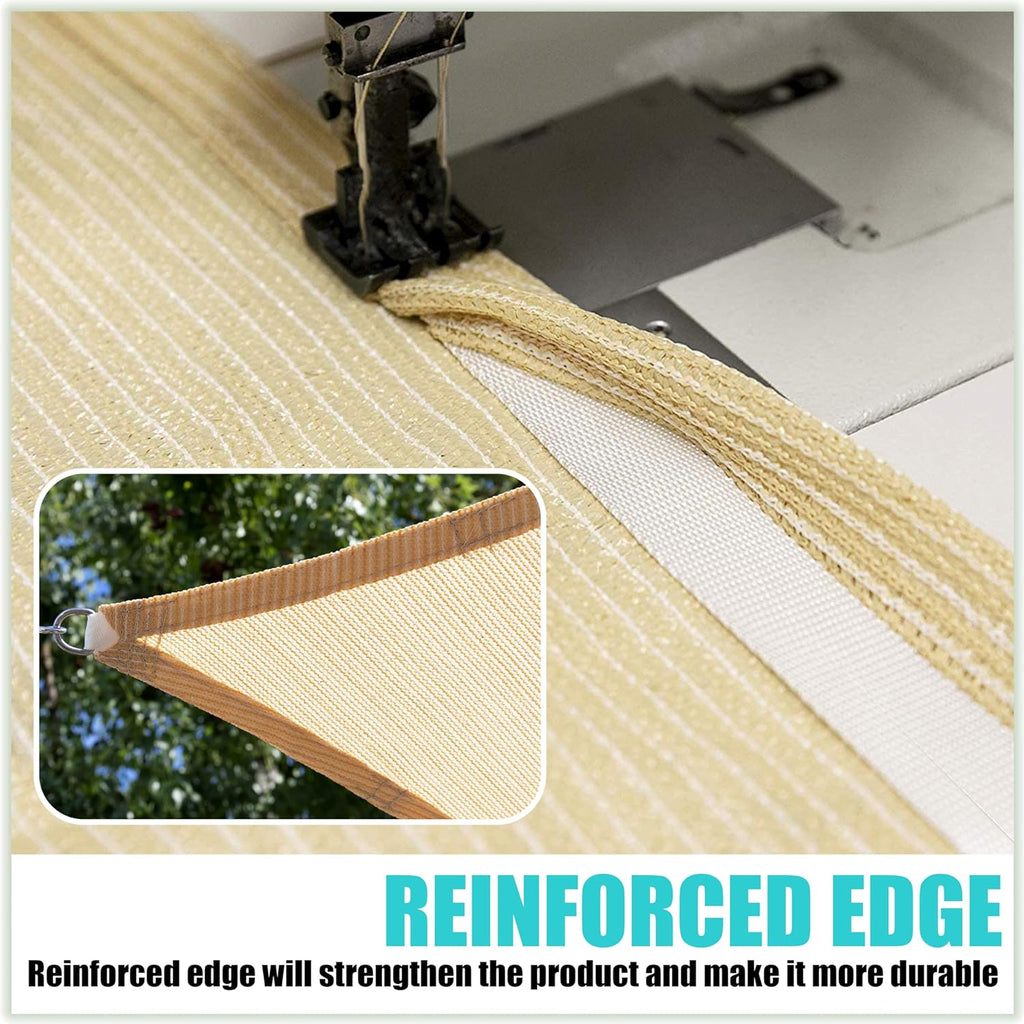 14' x 16' Beige Rectangle Square Sun Shade Sail Canopy Awning Fabric Mesh AGSLR, 95% UV Blockage, Water & Air