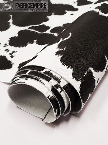 Vinyl Upholstery Embossed Texture Fabric Cow Fake Leather / 54" Wide/Sold By The Yard (Black on White)