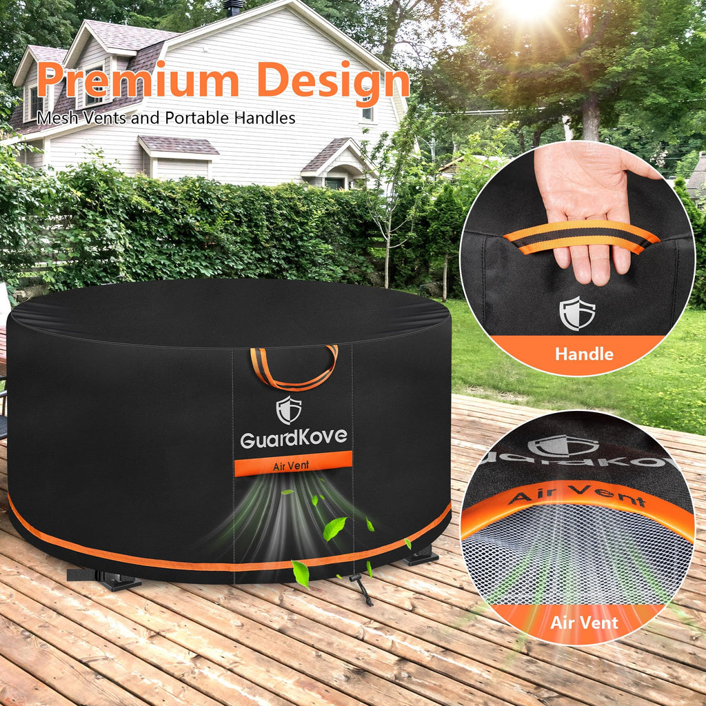 Upgraded 1000D Heavy Duty Fabric] 44 inch Fire Pit Cover Round