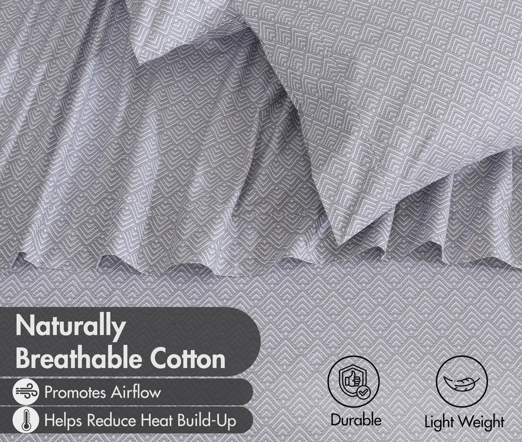 100% Cotton California King Sheets, Percale Weave, Diamond Box
