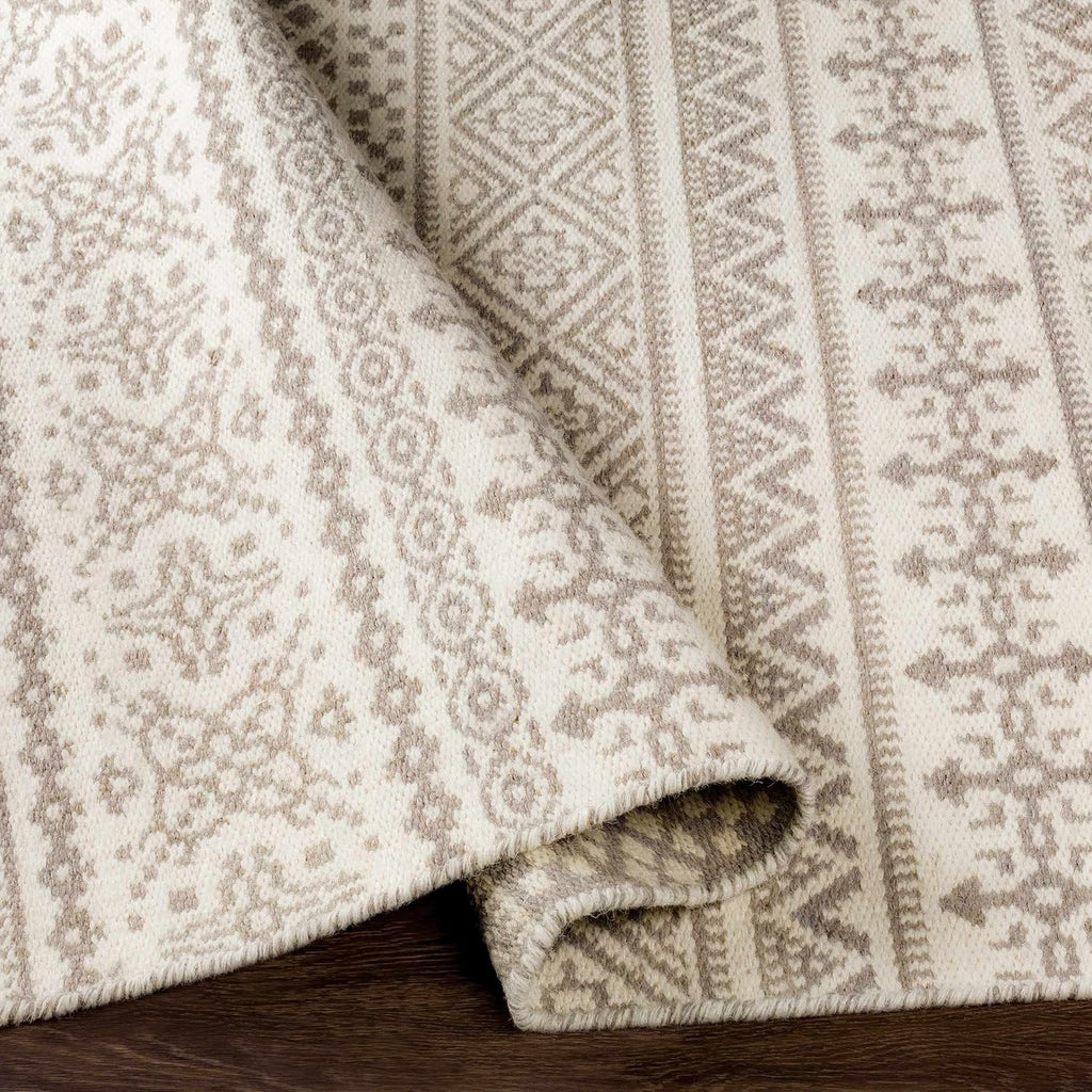 Orange Wool Hallway, Kitchen Runner Rug - Geometric Diamond Striped Border Medallion - Bohemian Transitional Tribal