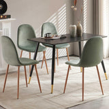 Howtek Dining Chairs Set of 4, Mid Century Modern Green Velvet Upholstered Fabric Kitchen Chairs with Backrest & Metal