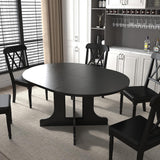 Extendable Round Dining Table for 4-6,43.3-59" Transformer Kitchen Table W/Removable Leaf Trestle & X-Shaped