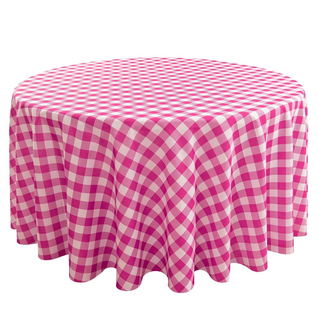 Waterproof Plaid Tablecloth Fabric - Round 108 Inch Classic Gingham Checker Table Cloth for Indoor/Outdoor Use