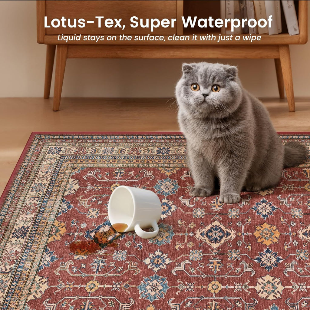 9x12 Area Rug - Stain Resistant Washable Area Rug, Anti Slip Backing Area Rugs 9x12 Living Room, Vin