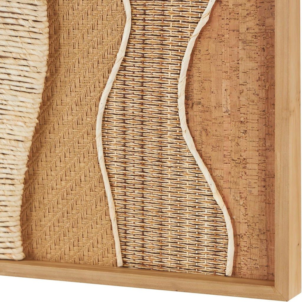 Wood Abstract Handmade Home Wall Decor Dimensional Wavy Mixed Media Wall Sculpture with Various Textures