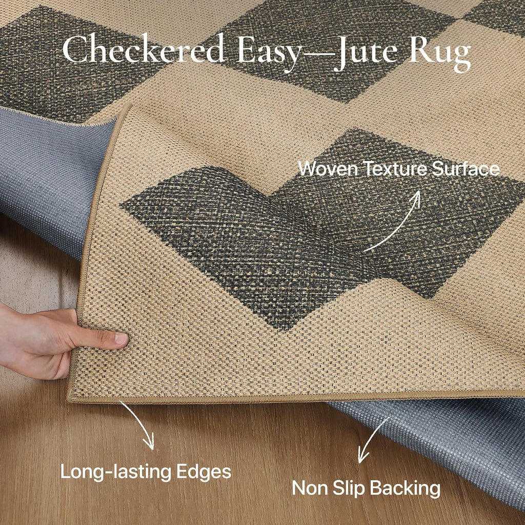 Area Rugs, Washable Outdoor Checkered Non Slip