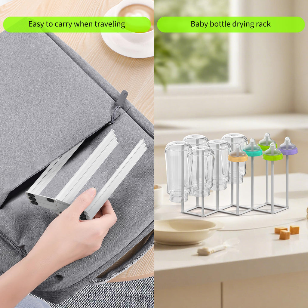 Collapsible Bottle Drying Rack, Foldable Baby Bottle Drying Rack, Portable Drainer Stand Holder for Water Bottles