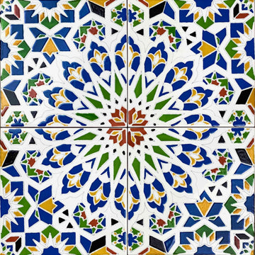 Ceramic Tiles 8x8 - Nazir by - Moroccan Mosaic Tiles backsplash | 12 Coloured Moroccan Wall Tiles 8x8 in Oriental