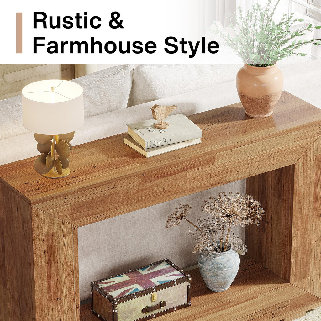 Farmhouse Console Table, 47 Inches Entryway Console Table with Storage, Industrial Hallway Accent Table, Entrance