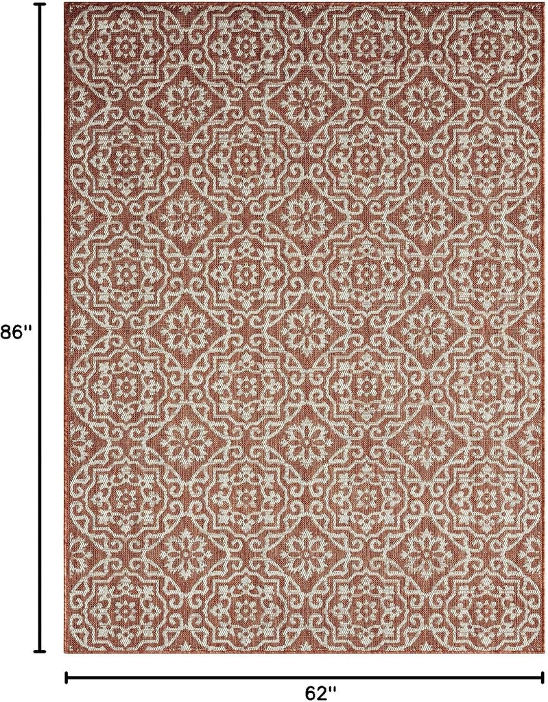 Patio Country Danica Transitional Geometric Indoor/Outdoor Area Rug, Terracotta/Ivory