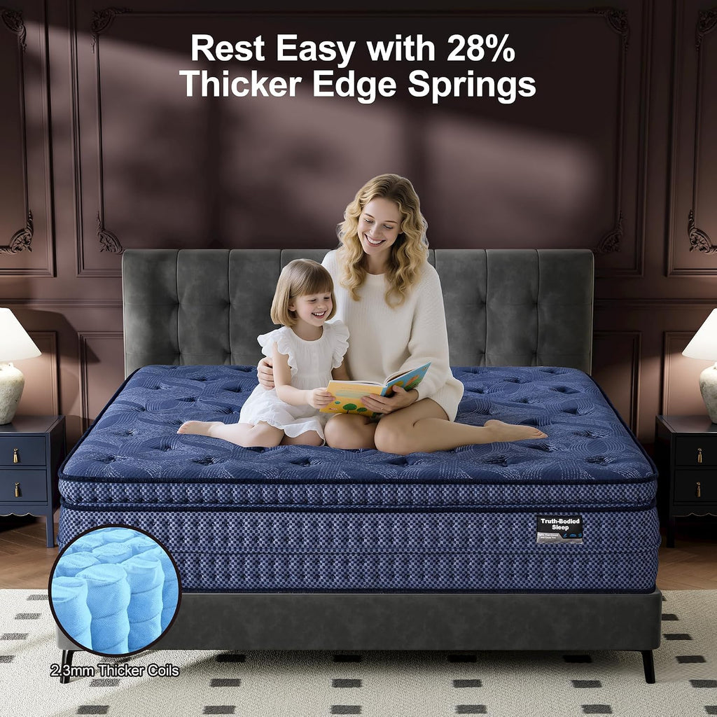 Cal King Mattress Medium Plush - 14 Inch Hybrid Mattress | Memory Foam With Pocket Spring, Strong Edge Support