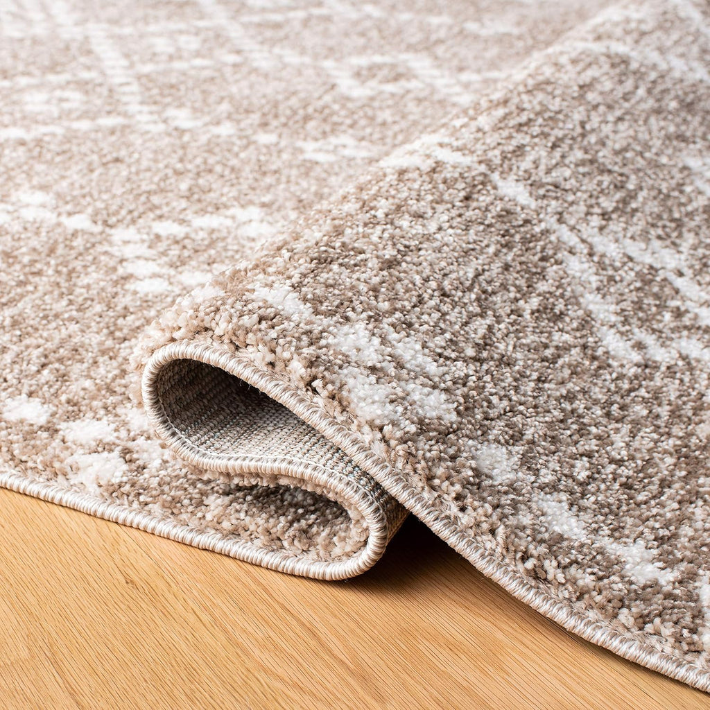 Tunisia Collection Runner Rug - 2' x 8', Tan & Ivory, Moroccan Tribal Design, Non-Shedding & Easy Care, Ideal for