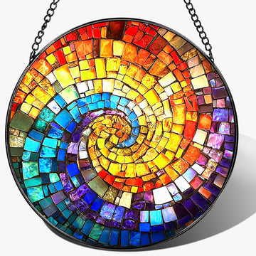 8'' Rainbow Spiral Suncatcher Ornament, Stained Glass Window Hanging, Sun Catchers for Windows Hanging Ornaments