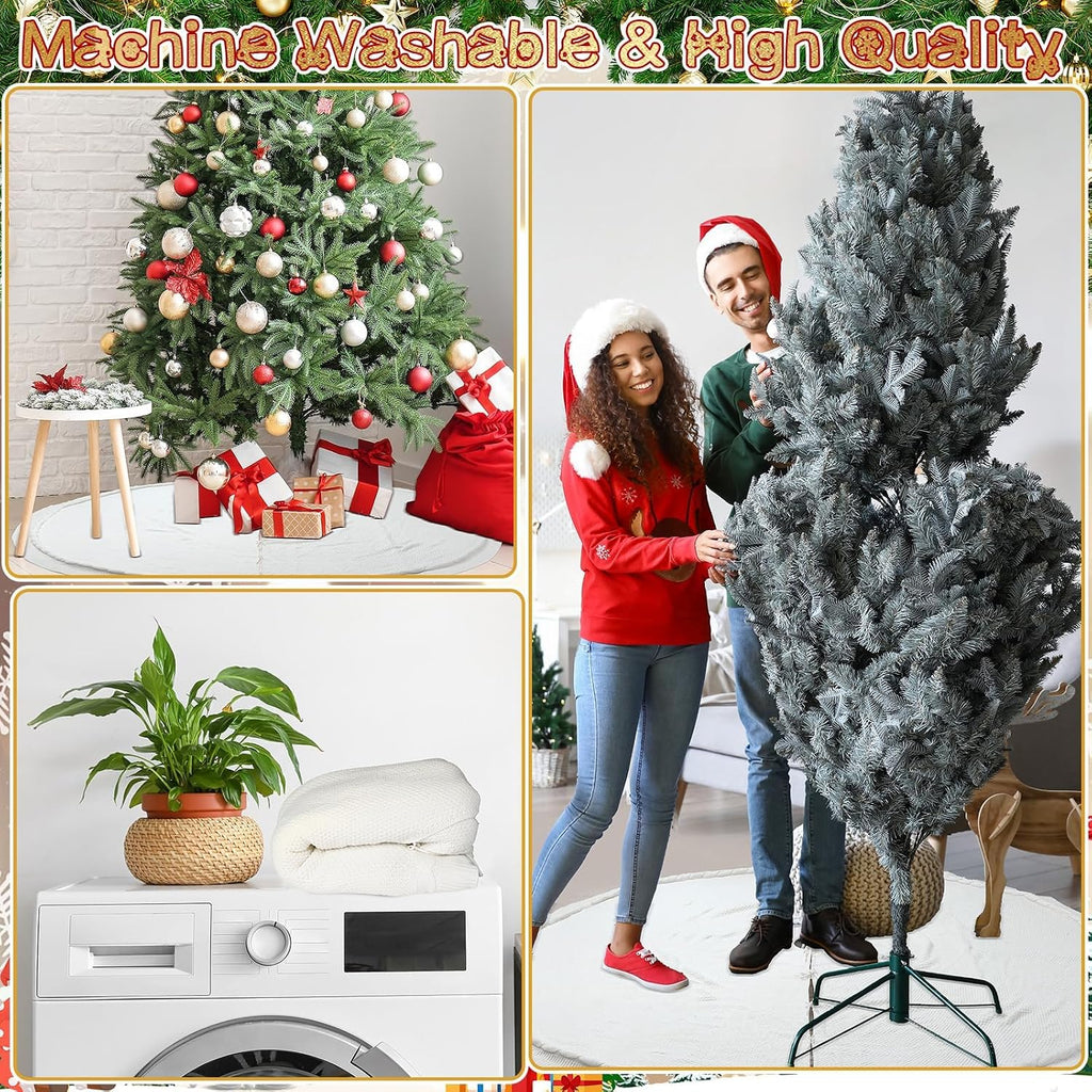 72 Inch Christmas Tree Skirt Extra Large White Chunky Xmas Knitted Tree Skirt Giant Cable Knit Thick Rustic Farmhouse