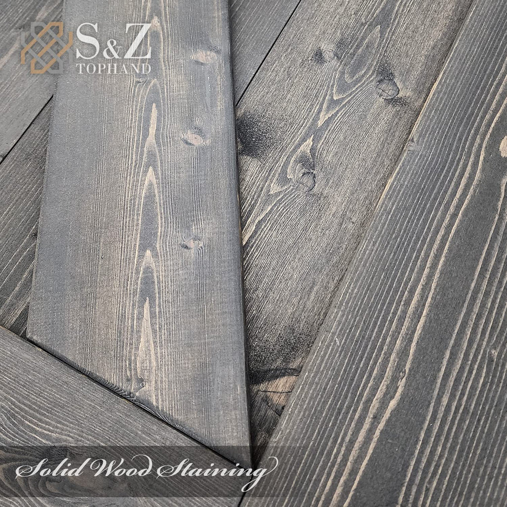 28in x 84in Deep Gray Knotty Pine Barn Door with 5FT Sliding Hardware Kit/Solid Wood/Simple Assembly is Required
