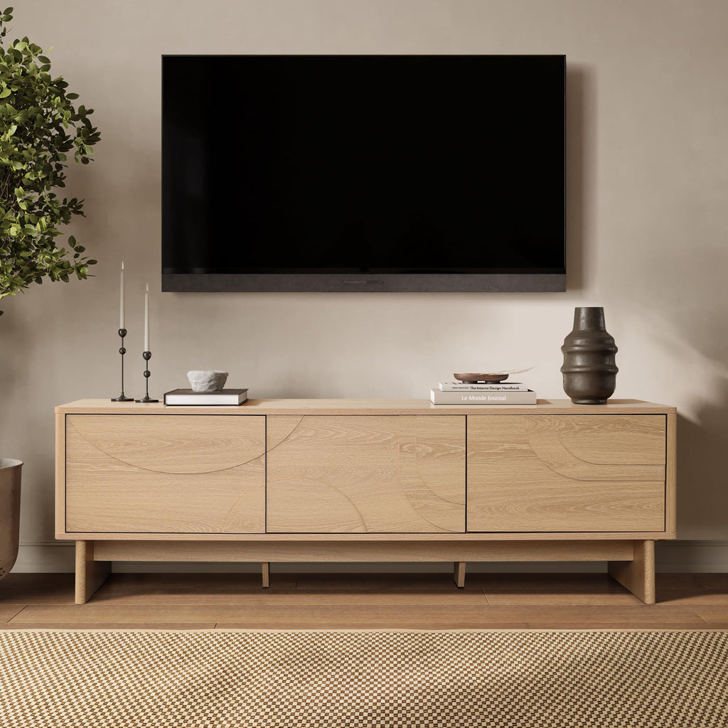 59" Oak TV Stands up to 65", Modern Entertainment Center
