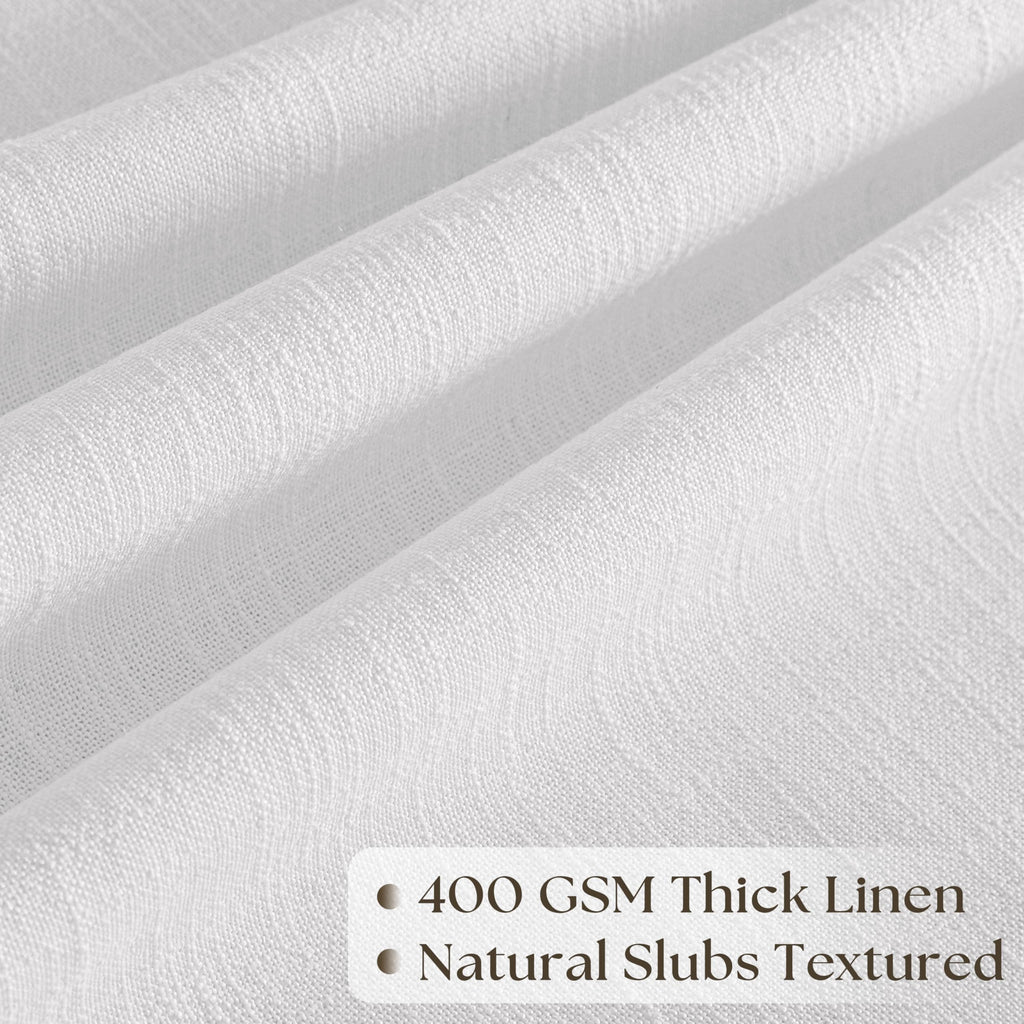Snow White Linen Curtains Pinch Pleated 84 Inches Long