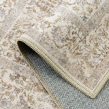 Light Brown Area Rug 9x12 Machine Washable Large Vintage Living Room Distressed Non Slip Carpet Trad