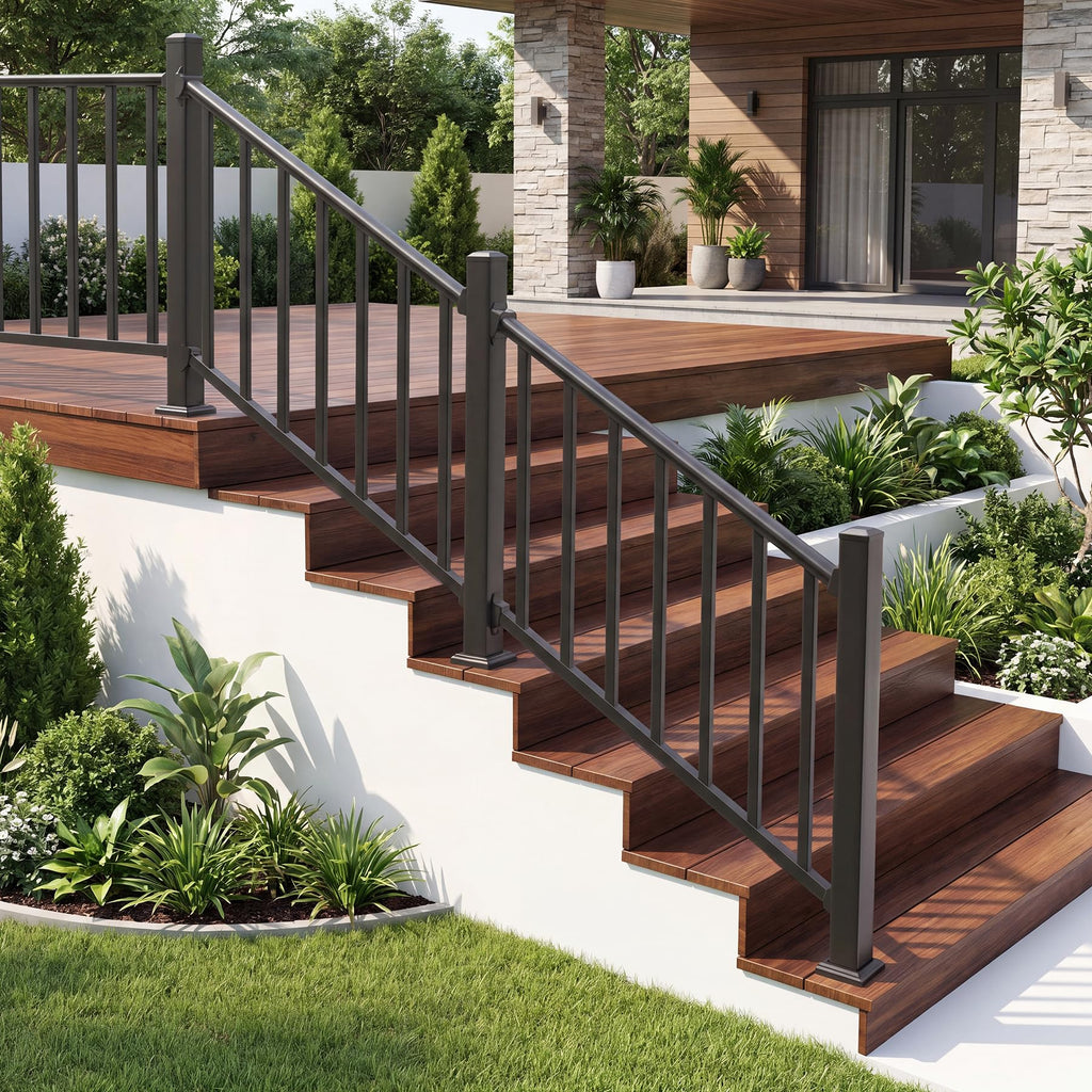 36 in x 4 Ft Modular Black Stainless Steel Stair Railing Kit