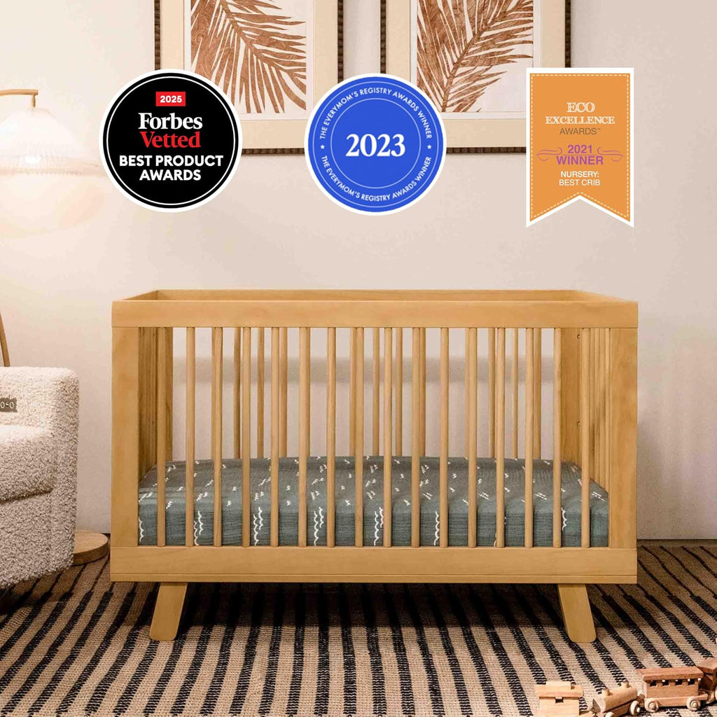 Hudson 3-in-1 Convertible Baby Crib, Honey | Baby Crib Converts to Toddler Bed & Daybed - GREENGUARD Gold Certified