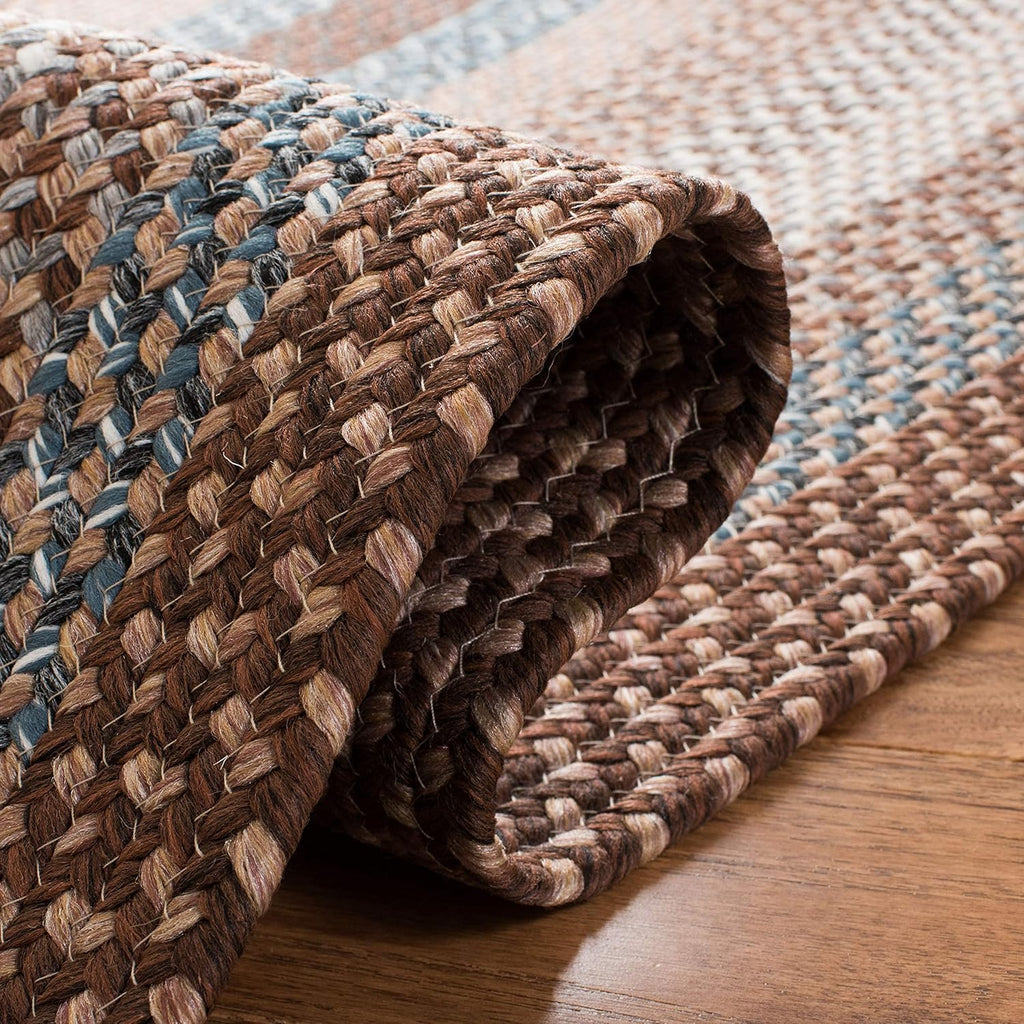 Braided Indoor/Outdoor Washable Oval Rug 7'x10', Brown BRD313A