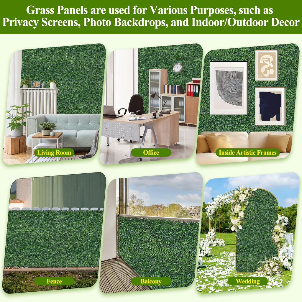 25Pcs Artificial Grass Wall Panels 10" X 10" Greenery Backdrop UV-Protected