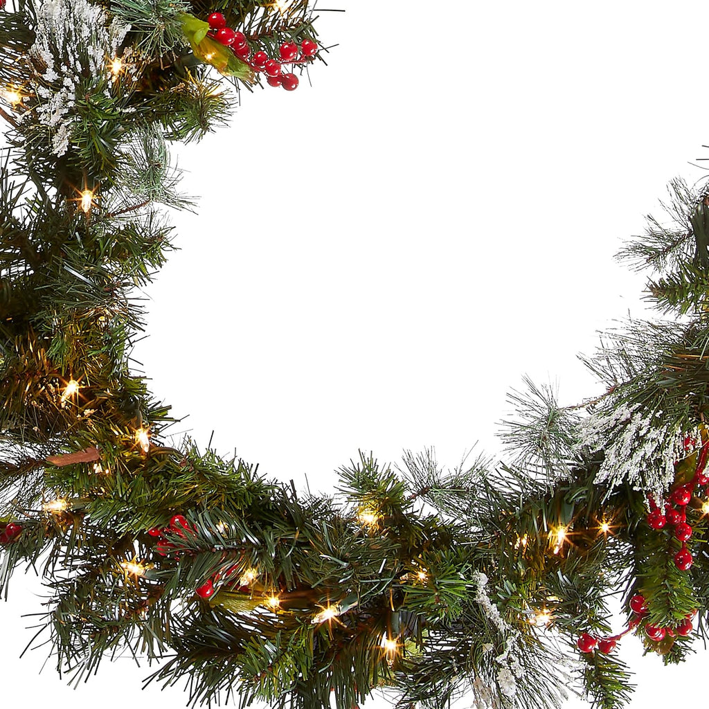Tree Company 9ft Pre-Lit Wintry Pine Flocked Christmas Garland | 100 Clear Lights, 184 Tips, Artificial Christmas