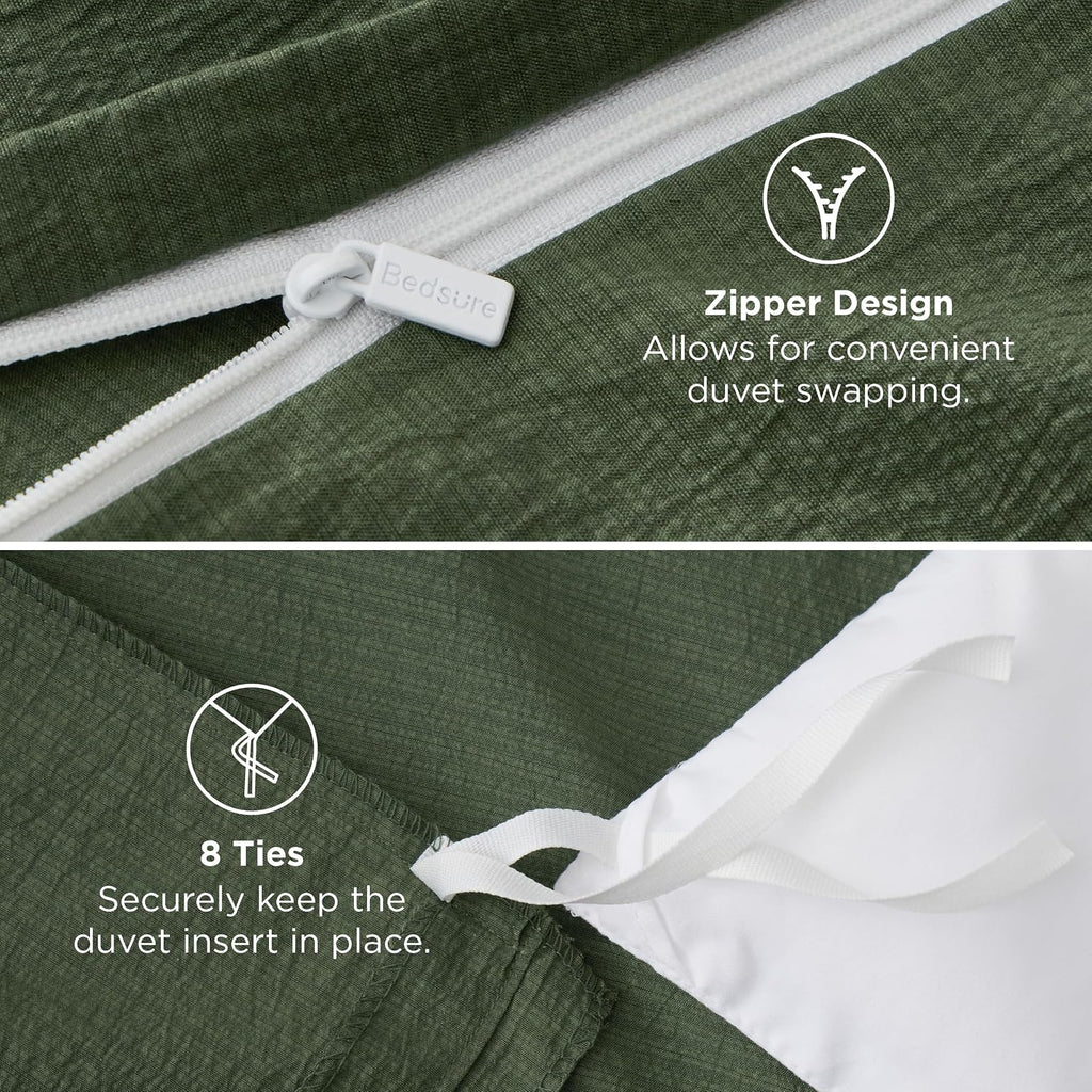 Textured Duvet Cover Queen - Cotton-Like Polyester Jacquard Duvet Cover Set for All Seasons - 3 Pieces Elevated Dobby