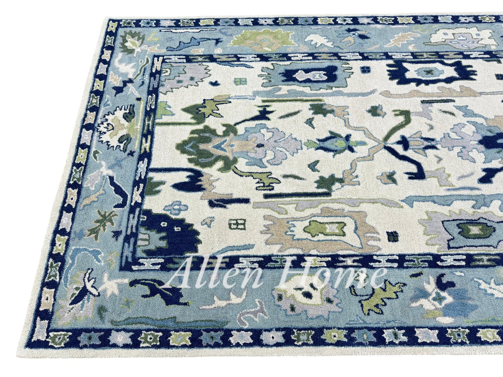 Allen Home Hand Tufted Oushak Wool Rugs - Pastel Ushak Area Carpets Suitable - Natural Latex Backing with 100% Cotton