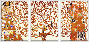 Framed Canvas Print Wall Art Set Tree of Life by Gustav Klimt Cultural Historic Oil Painting Fine Art Reproduction