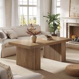Farmhouse Coffee Table, 47.24 Inch Rectangle Center Table with Large Tabletop & Thick Base, Rustic Wooden Furniture