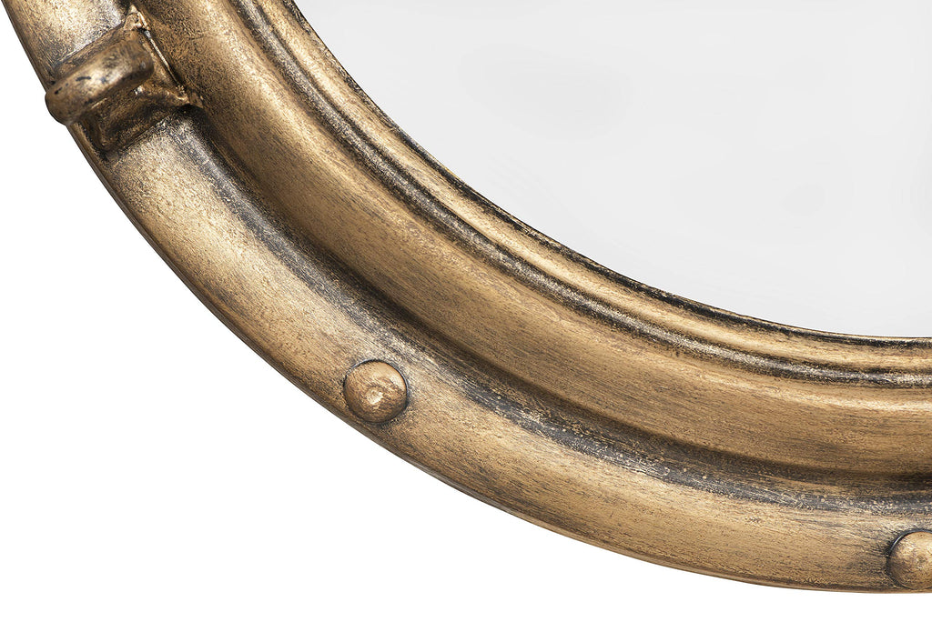 Round Metal Porthole Wall Mirror, Gold