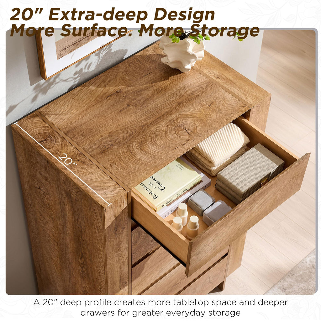 47" Tall 5 Drawer, 20" Depth for More Storage