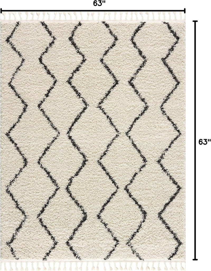 Azalea Living Room, Bedroom Area Rug - Diamond Geometric Trellis Zig Zag - Bohemian Moroccan Berber Boho Tribal