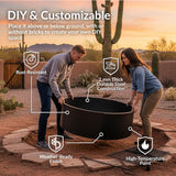 36 Inch Fire Pit Ring with Cooking Grate - Heavy-Duty Steel