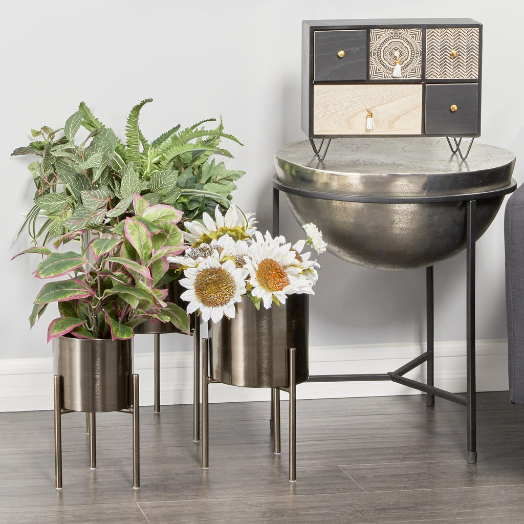 Metal Planter, Set of 3 Planter 18", 14", 12" H, Black