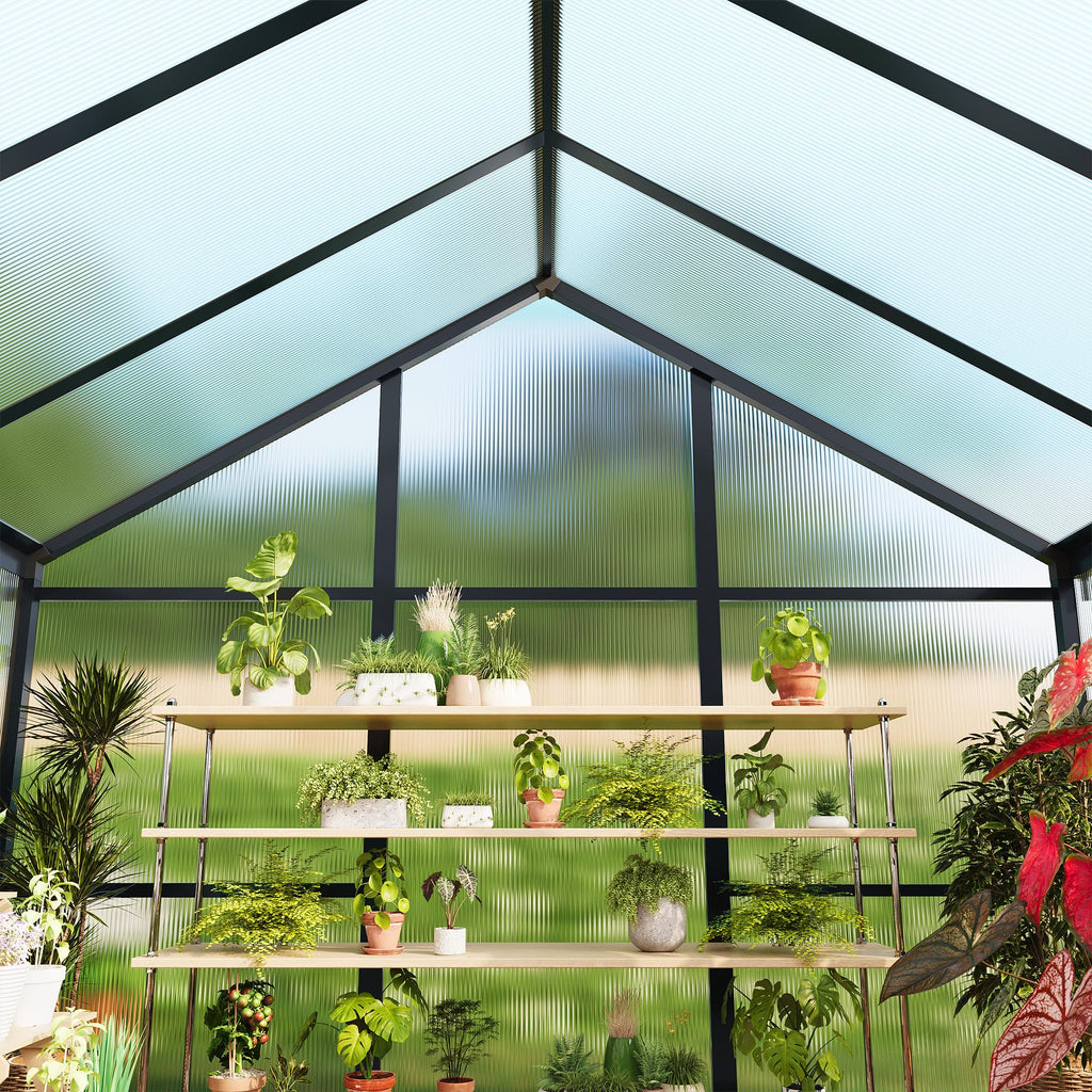 6x8ft Walk-in Greenhouse, Heavy Duty Large Outdoor Green House