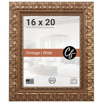 Frames 16x20 Ornate Antique Gold Picture Frame, Vintage Baroque Decor