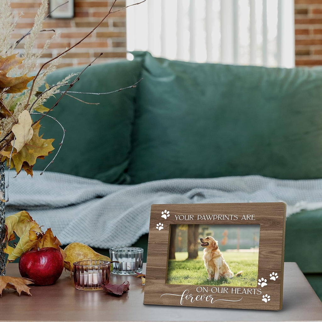 Your Pawprints are Forever in Our Heart Pet Memory Picture Photo Frame, Pet Dog Cat Memorial Picture Frames, Pet Loss