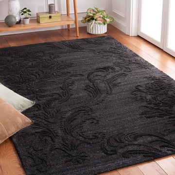 Area Rug 8x10 - Jardin - Large - Black, Handmade Wool